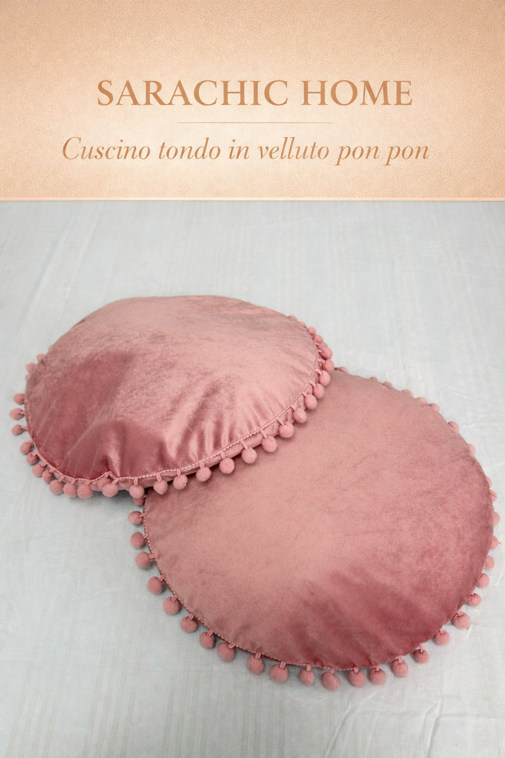 Cuscino Tondo Pon Pon Velluto