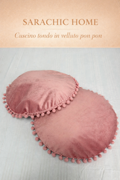 Cuscino Tondo Pon Pon Velluto