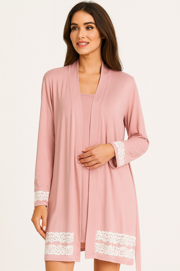 Vestaglia + Camicia Da Notte Macramè 3309